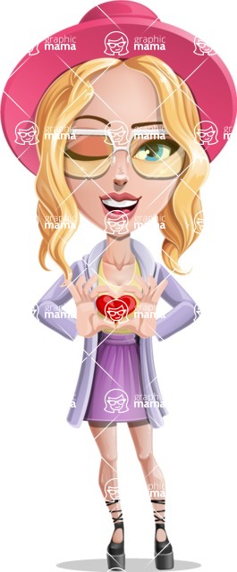 Stylish Girl Cartoon Vector Character AKA Fifi - Valentine's Day Romantic Blonde Girl Cartoon Character